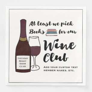 Guardanapo De Papel De Jantar Funny Book Club Drink Wine Club Girls Night Out