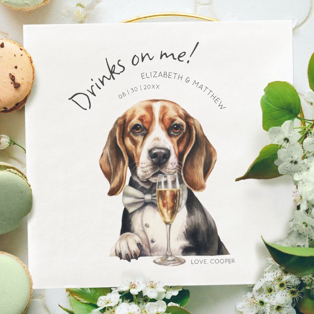 Guardanapo De Papel De Jantar Garçom Beagle Adorável Aquarela Personalizável (Criador carregado)