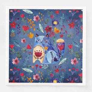Guardanapo De Papel De Jantar Gato Cheeky no Jardim Flor