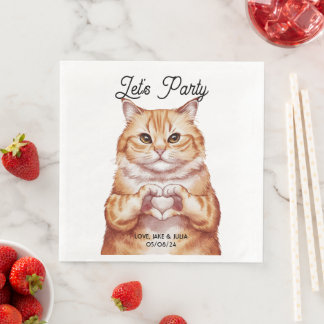 Guardanapo De Papel De Jantar Gato Laranja Cinto Personalizado