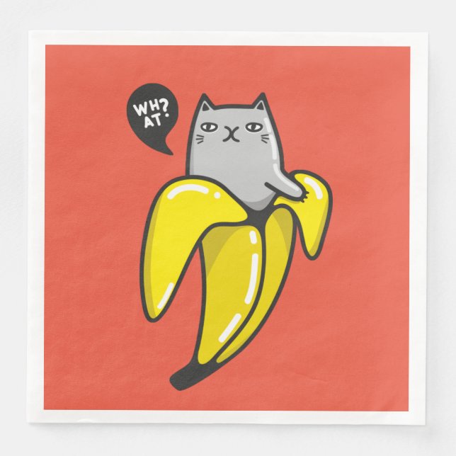 Guardanapo De Papel De Jantar Gato na banana (Frente)