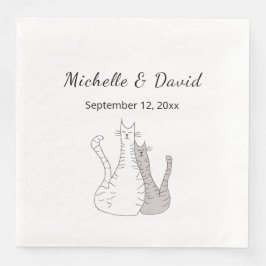 Guardanapo De Papel De Jantar Gatos Bonitos Desenhando Casamento Simples
