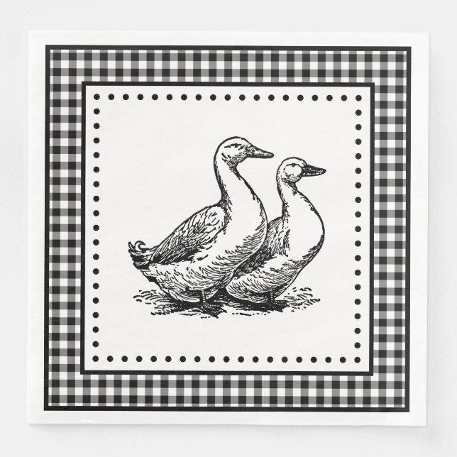 Guardanapo De Papel De Jantar Geese Gingham (Frente)
