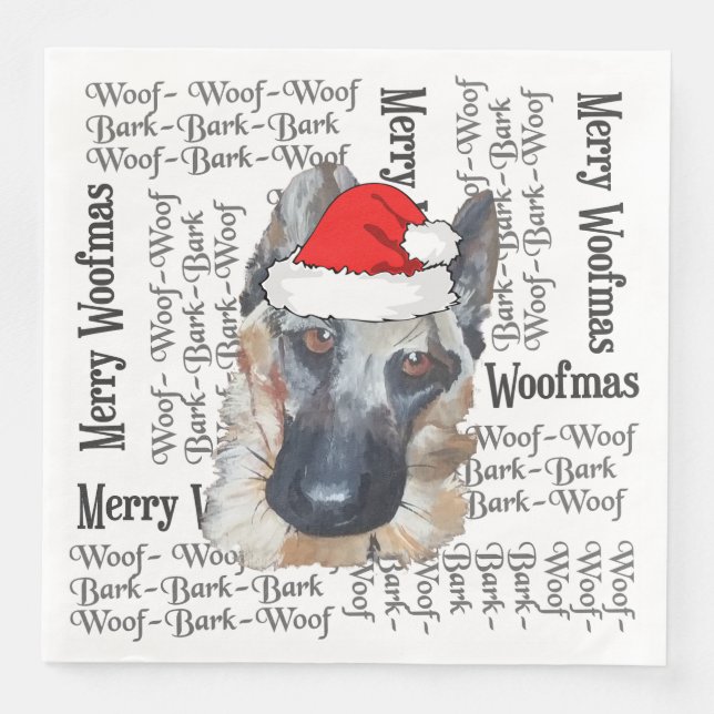 Guardanapo De Papel De Jantar German shepherd de Natal Santa Hat (Frente)