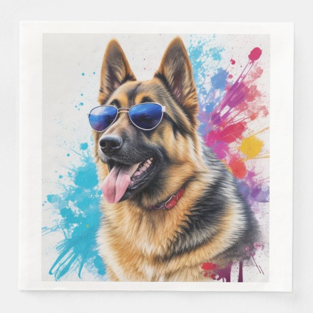 Guardanapo De Papel De Jantar German shepherd legal Vestindo óculos escuros Arte (Frente)