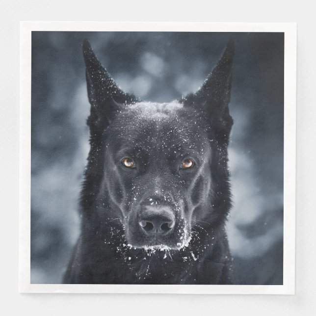 Guardanapo De Papel De Jantar German shepherd Preto (Frente)