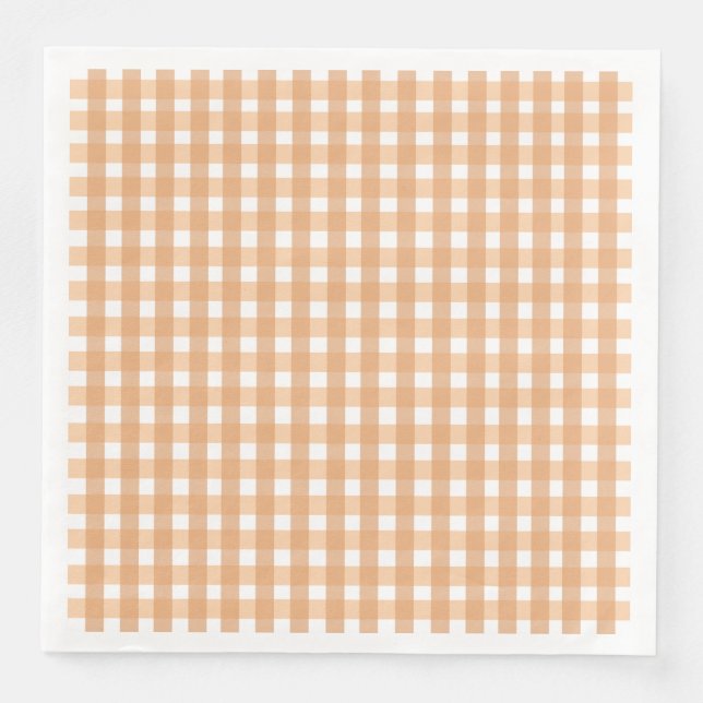 Guardanapo De Papel De Jantar Gingham: Peachy (Frente)