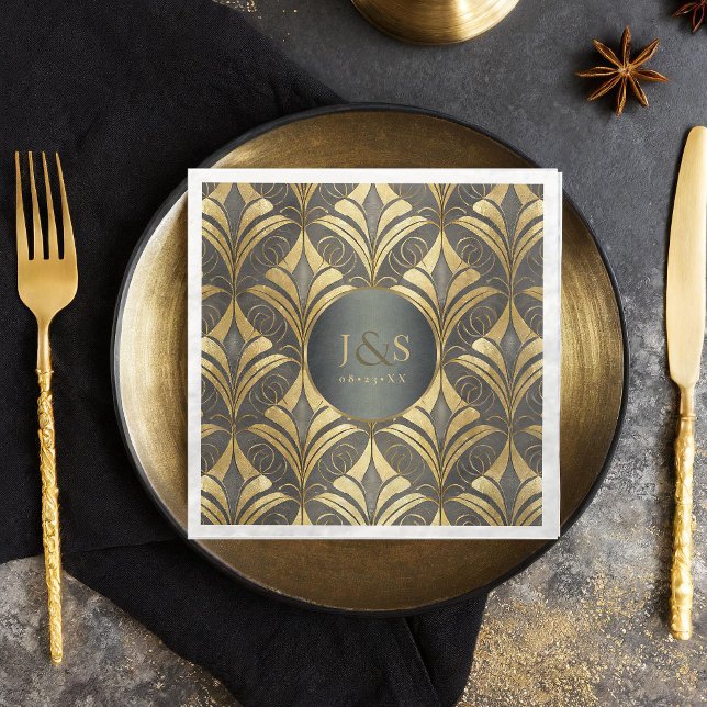 Guardanapo De Papel De Jantar Glam Art Deco Pattern Wedding ID1033 (Criador carregado)