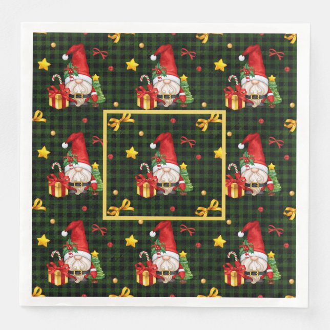 Guardanapo De Papel De Jantar Gnome de Natal (Frente)