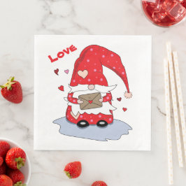 Guardanapo De Papel De Jantar Gnomo Vermelho Bonito com Papel Cardíaco Nápoles