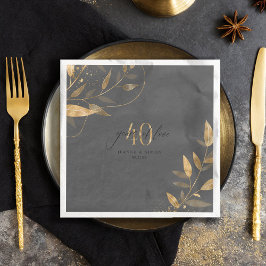 Guardanapo De Papel De Jantar Gold Leaf 40th Anniversary Years of Love ID1169