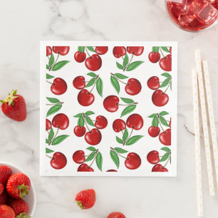 Guardanapo De Papel De Jantar Gráfico de Cerejas Vermelhas por todo o padrão