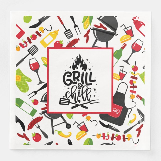 Guardanapo De Papel De Jantar Grill E Chill (Frente)