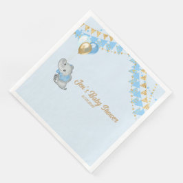 Guardanapo De Papel De Jantar Guarda-nappos Elefante Azul Chás de Bebê