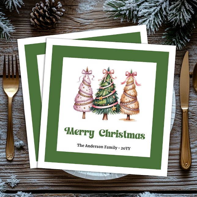 Guardanapo De Papel De Jantar Guardanapo de jantar com impressão de leopardo e á (Merrily Christmas Tree Leopard Print Dinner Napkins!)