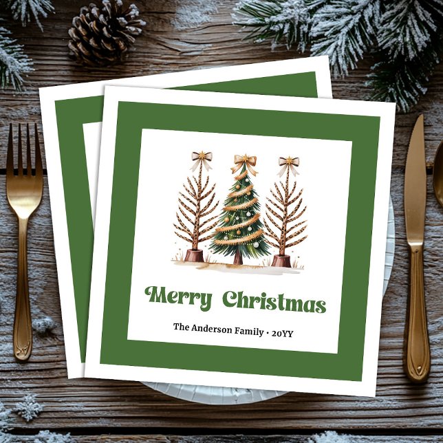 Guardanapo De Papel De Jantar Guardanapo de jantar com impressão de leopardo par (Premium Christmas Tree Leopard Print Dinner Napkins!)