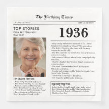 Guardanapo de jornal de aniversário de 1936