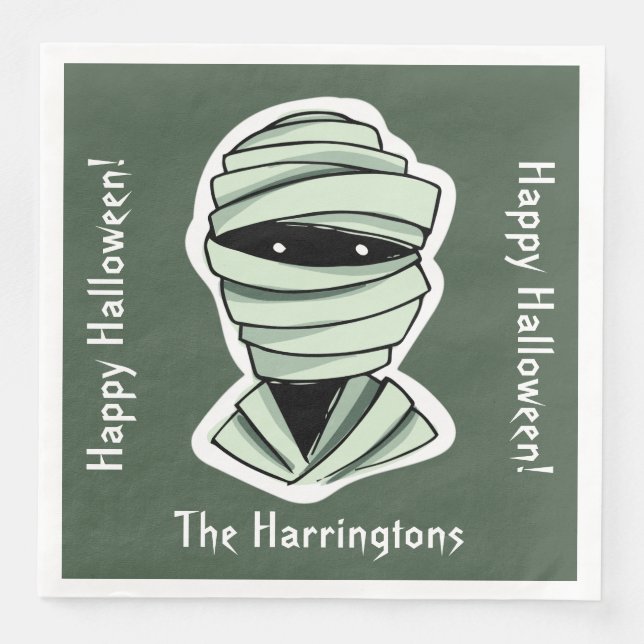 Guardanapo De Papel De Jantar Halloween Caracteres nome personalizado, texto e c (Frente)