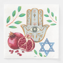 Hamsa Pomegranate Estrela da Celebração Judaica de