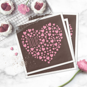 Guardanapo De Papel De Jantar Heart Cheio of Hearts Love Pink ID733
