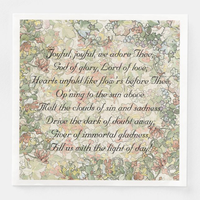 Guardanapo De Papel De Jantar Hino Alegre Alegre Muitas Flores Art Nouveau (Frente)