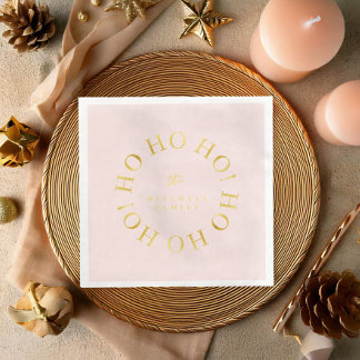 Guardanapo De Papel De Jantar Ho Ho ID1009 de Natal Dourado rosa