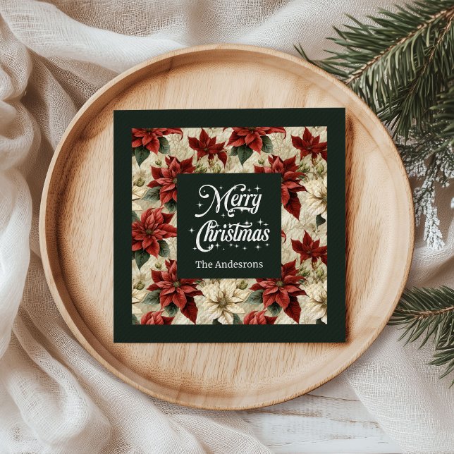 Guardanapo De Papel De Jantar Holiday Floral Napkins Classic Red Green Blooms (Holiday Floral Napkins Classic Red Green Blooms)