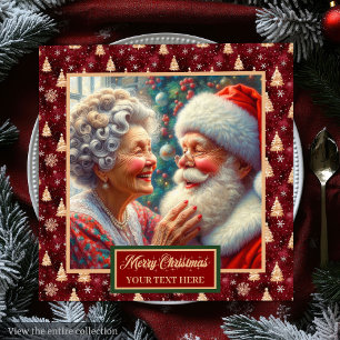 Guardanapo De Papel De Jantar Holiday Napkins Sr. e Sra. Claus Árvores de Natal
