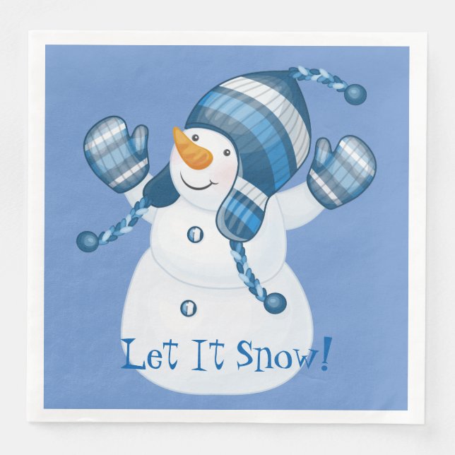 Guardanapo De Papel De Jantar Holiday Winter Snowman Paper Napkins (Frente)