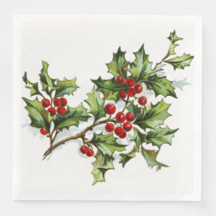 Guardanapo De Papel De Jantar HollyBerries 001