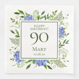 Guardanapo De Papel De Jantar Hortênsias Azuis para 90º Aniversário