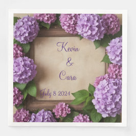 Guardanapo De Papel De Jantar Hydrangeas roxas e rosadas