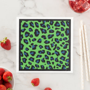 Guardanapo De Papel De Jantar Impressão de Leopardo Azul e Verde