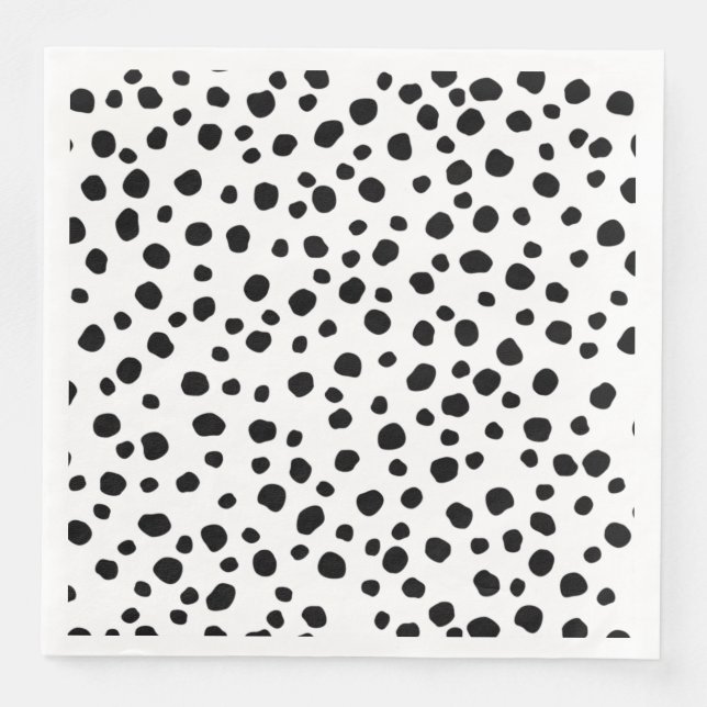 Guardanapo De Papel De Jantar Impressão digital típica de dalmacilo preto e bran (Frente)