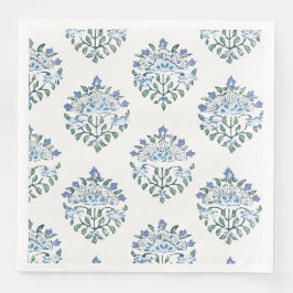 Guardanapo De Papel De Jantar Impressão em bloco floral em azul e sage