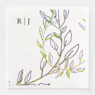 Guardanapo De Papel De Jantar Iniciais de Monograma Sage Green deixa casamento a