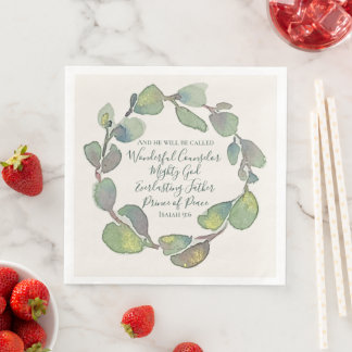 Guardanapo De Papel De Jantar Isaías 9:6 Aguarela Natal Cristão Sage