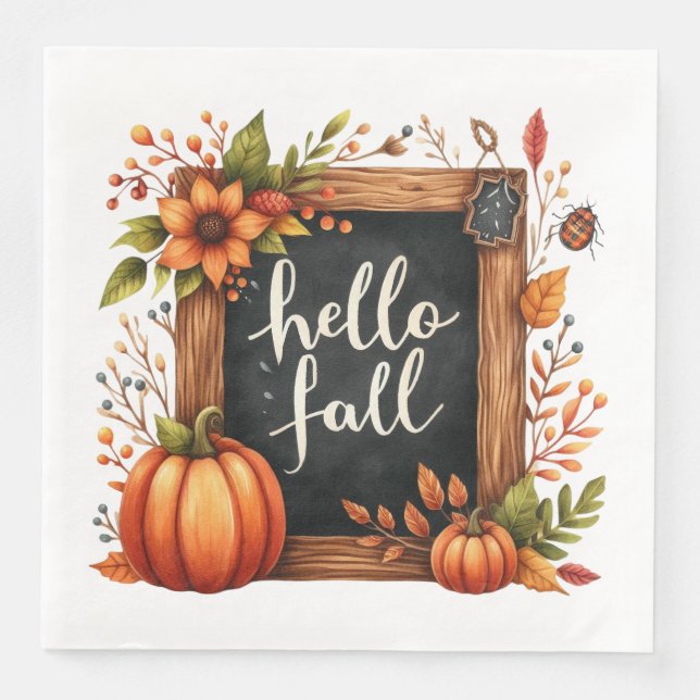 GUARDANAPO DE PAPEL DE JANTAR ITENS TEMÁTICOS DO OUTONO E DA LARANJA DO OUTONO (Frente)