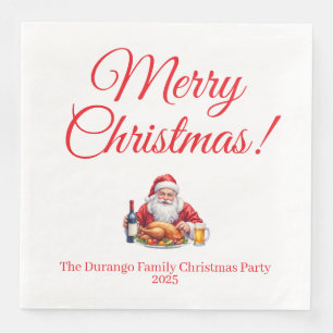 Guardanapo De Papel De Jantar Jantar de Natal do Papai Noel Alegre Personalizáve