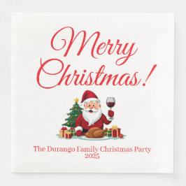 Guardanapo De Papel De Jantar Jantar de Natal do Papai Noel Feliz Personalizável