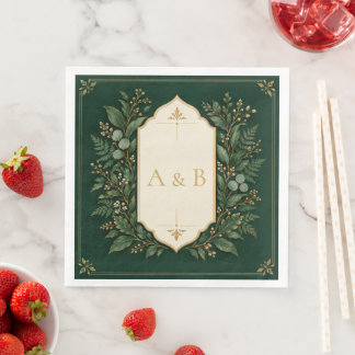 Guardanapo De Papel De Jantar Jantar de Noiva Personalizado Floresta Verde Doura