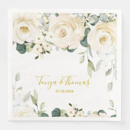 Guardanapo De Papel De Jantar Janto Casamento Pêssego Branco, Napkins