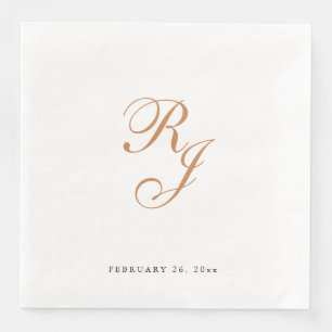 Guardanapo De Papel De Jantar Janto de Casamento de Script Monograma Dourado Chi