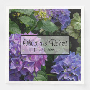 Guardanapo De Papel De Jantar Jardim de flores florais azul roxo