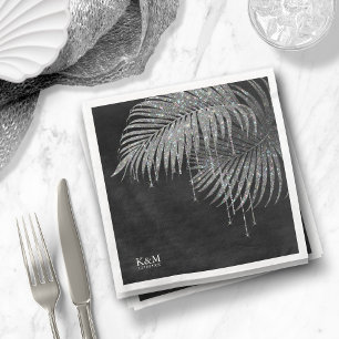 Guardanapo De Papel De Jantar Jewel Palm Leaf Wedding Silver ID830