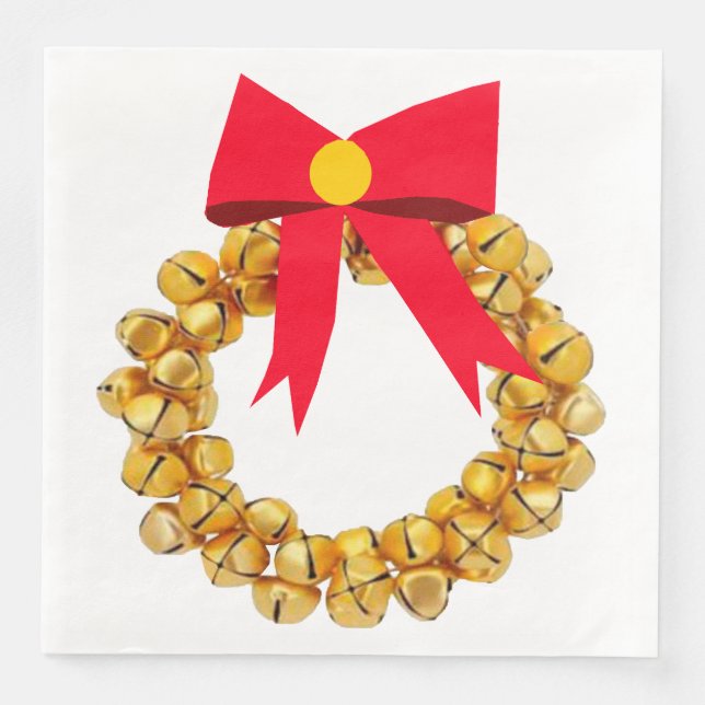 Guardanapo De Papel De Jantar Jingle Bells Wreath Janto Napkins (Frente)