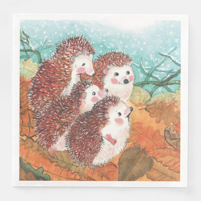 Guardanapo De Papel De Jantar Jovens Hedgehogs (Frente)