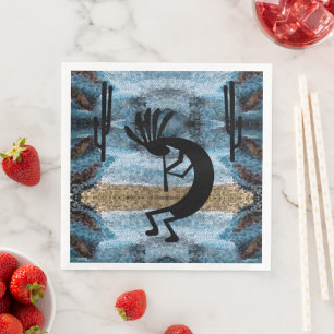 Guardanapo De Papel De Jantar Kokopelli Southwest Desert Mosaico Azul