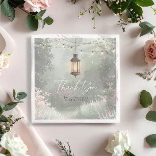 Guardanapo De Papel De Jantar Lanterna Jardim Encantada Obrigado ID1163 Rosa