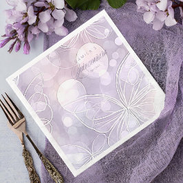 Guardanapo De Papel De Jantar Lavanda Bokeh e Butterfly Quinceanera ID1030